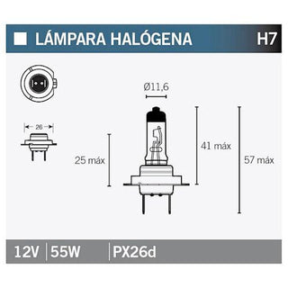 Ampoule halogène PX26D H7 12V 55W lumière blanche Vparts