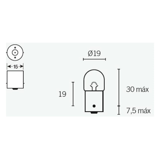 Lâmpada BA15S 12V 5W T16 Tecnium