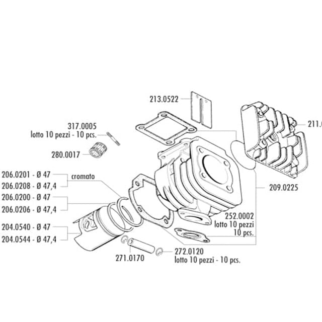 Cilindro Polini Corsa 70cc MBK Booster Stunt / Yamaha BW's Slider