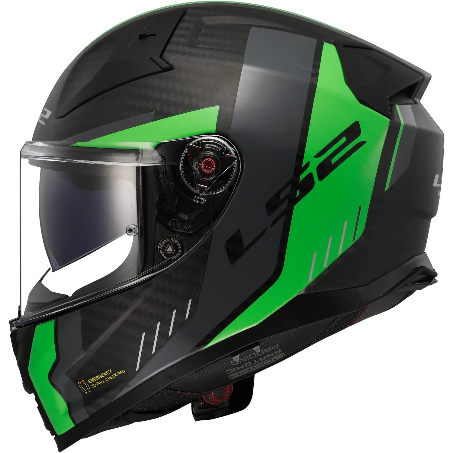 Casco LS2 FF811 Vector II Carbon Grid - Negro/Verde Mate