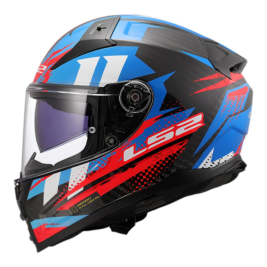 Casco LS2 FF811 Vector II Carbon Tantic - Rojo/Azul Brillo