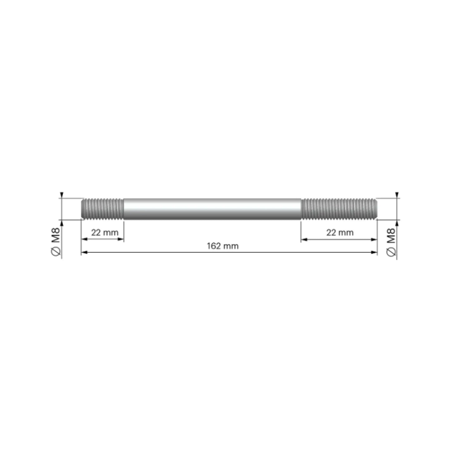 Cylinder studs 8x162mm Vespa PX/TX/DN/DS Malossi 