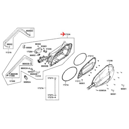 Caixa do filtro de ar completa Kymco Super Dink 125 16-20