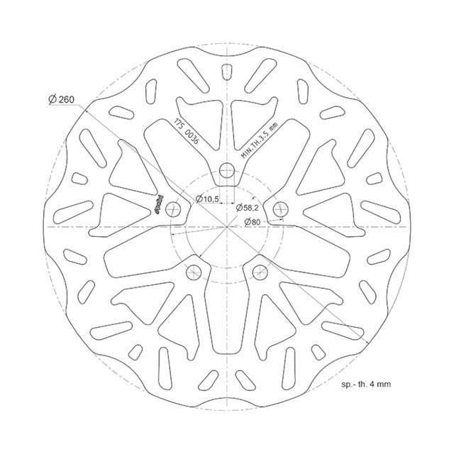 Disco de freno Kymco Dowtown / Kawasaki J 125/200/300cc d=260mm Polini
