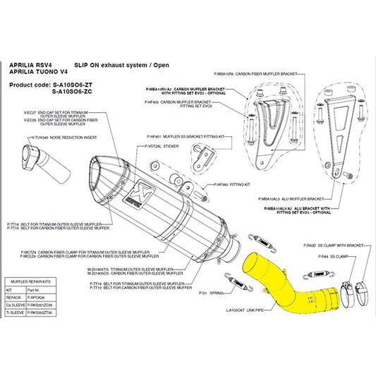 Tube de liaison L-A10SO6T Akrapovic - titane