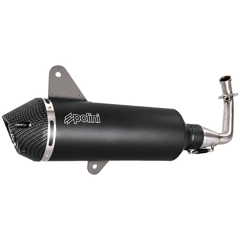 Escape Polini Vespa GTS 300 Euro 5 2021-2024 Evolution con acabado carbono, colector racing inox y silenciador aluminio negro. 190.0077