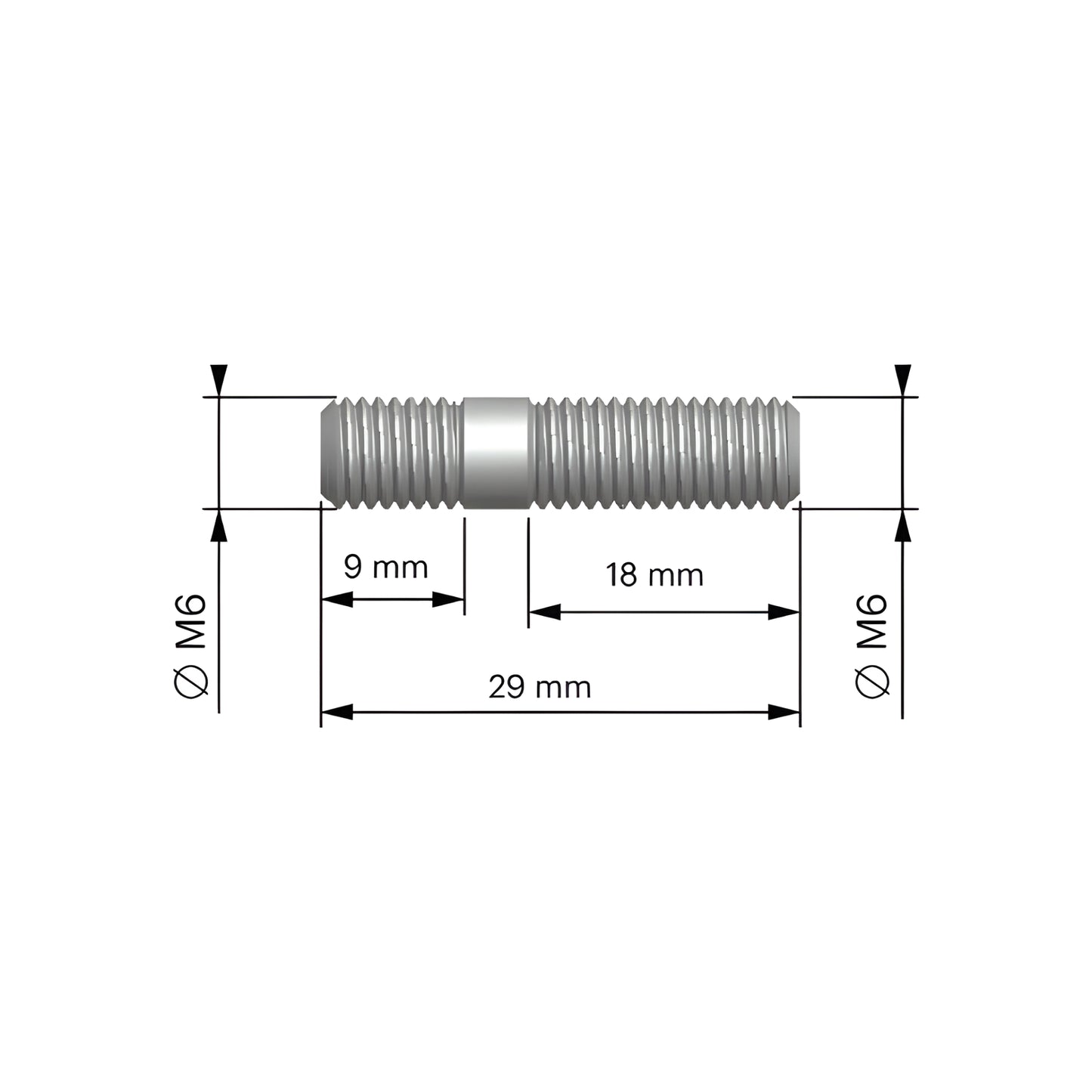 Esparrago para escape MHR M6x18mm - 1 unidad Malossi