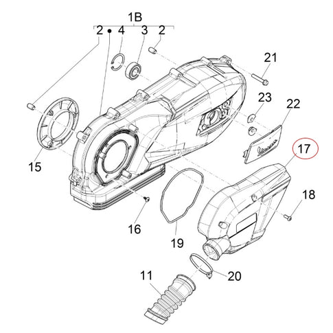 Cubierta entrada de aire Piaggio Vespa GTS / GTS Super 125/150 4T LC iGet euro 4 1A006851