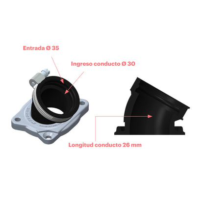 falange de admissão Malossi cárter C-one 360º Carburador VHSA 30 CS 