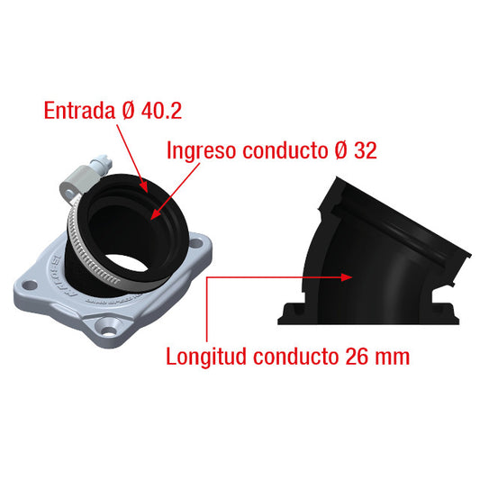 Tobera de admisión Minarelli AM6 d.40mm 360º Malossi 2019979