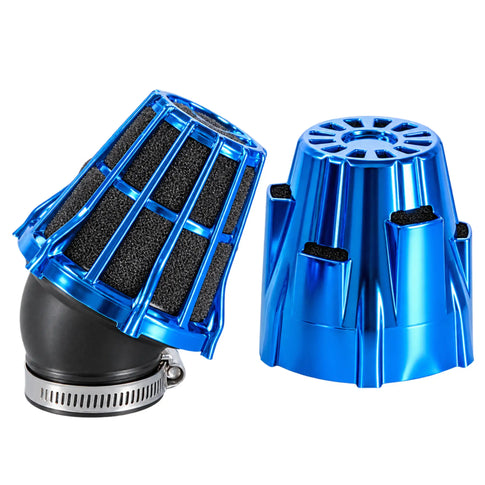 Filtro de ar Polini curvado 30° carcaça de plástico azul cromado