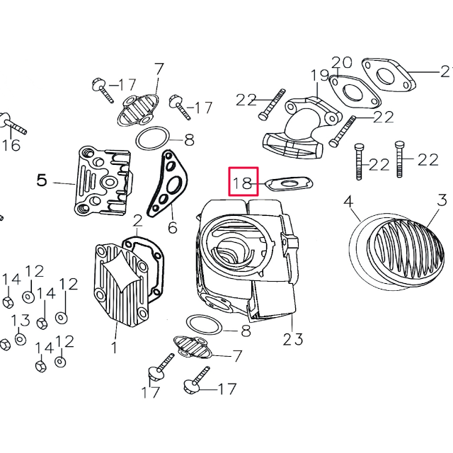 Junta tobera de admisión/culata Pitbike motor 150-3/E 150-5 YX 208B030