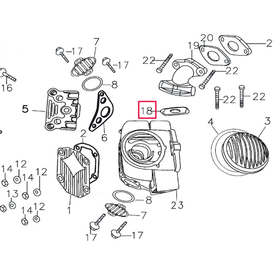 Junta tobera de admisión/culata Pitbike motor 150-3/E 150-5 YX 208B030