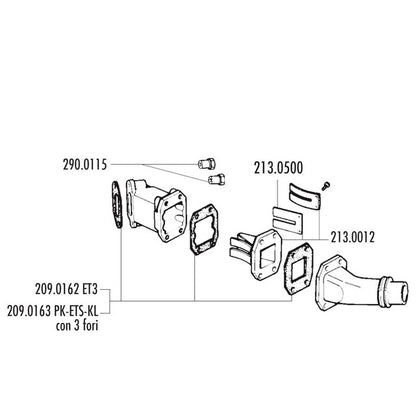 Tobera de admisión por láminas Vespa Primavera / Super / SL 2T Polini