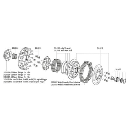 Embrague completo For Race Z23/65 Vespa 200 DS/DN/Iris/TX Polini