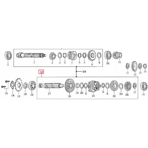 Eje secundario cambio Pitbike motor 155Z Zongshen