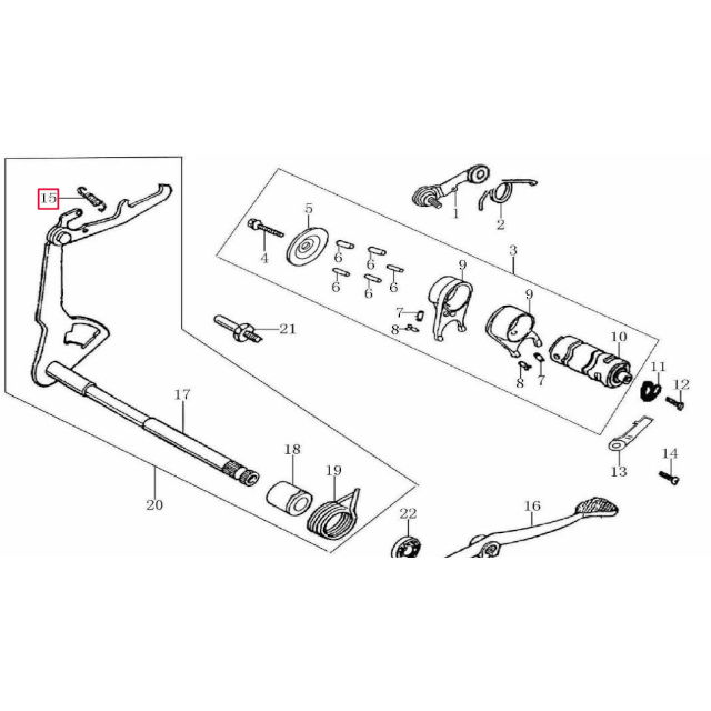 Muelle tensión eje pedal de cambio Pitbike Zongshen 155Z 24318-D002-0000