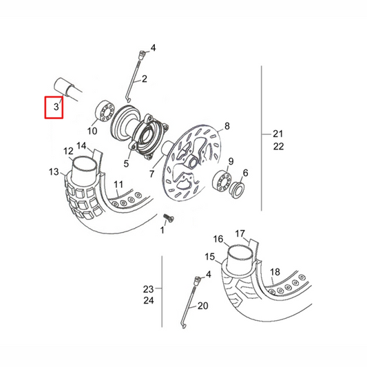 Eje rueda delantera Beta RR T <2006