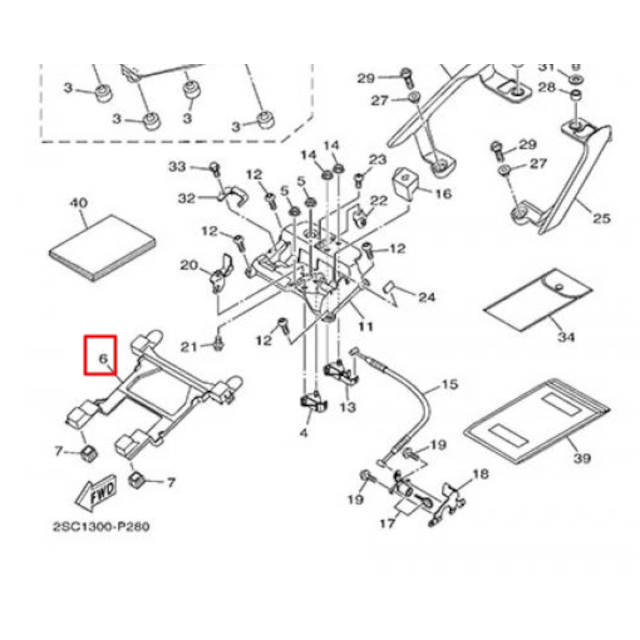 Soporte asiento piloto Yamaha MT-09 Tracer 15-16 / Tracer 900 17-19 2PP247080000