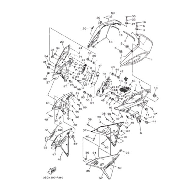 Grille d’admission d’air avant gauche n°12 Yamaha MT-09 Tracer