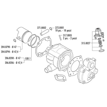 Válvula de inyección para cilindro Aprilia Di-Tech Polini