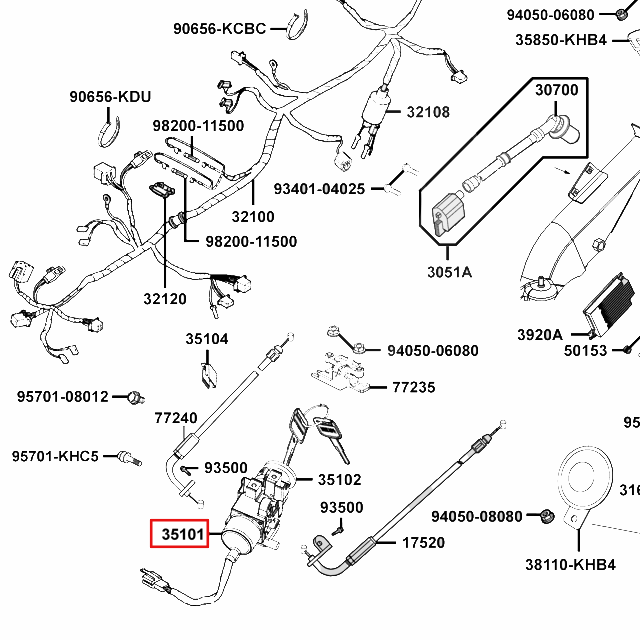 Cerradura contacto Kymco People 125 S euro 3 35101-LCD3-35M2
