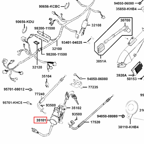 Cerradura contacto Kymco People 125 S euro 3 35101-LCD3-35M2
