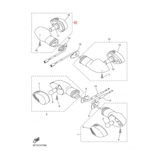 Pisca traseiro direito Yamaha WR 250 R 08-15 