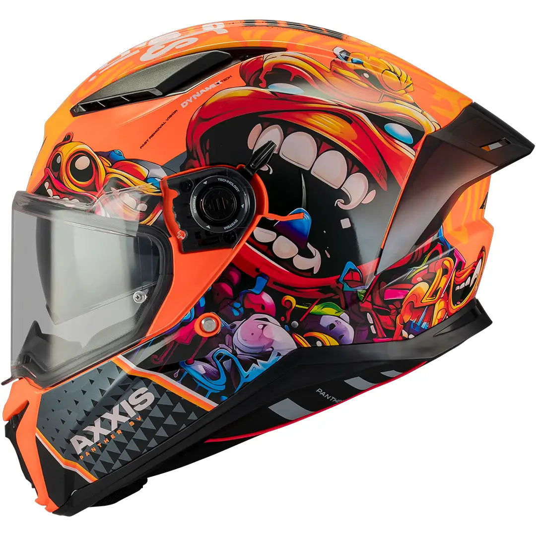 Axxis Panther SV Heads Up C4 Helmet - Black/Orange Gloss