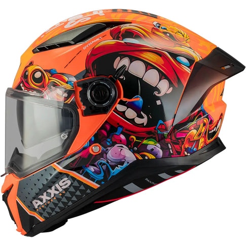 Axxis Panther SV Heads Up C4 Helmet - Black/Orange Gloss