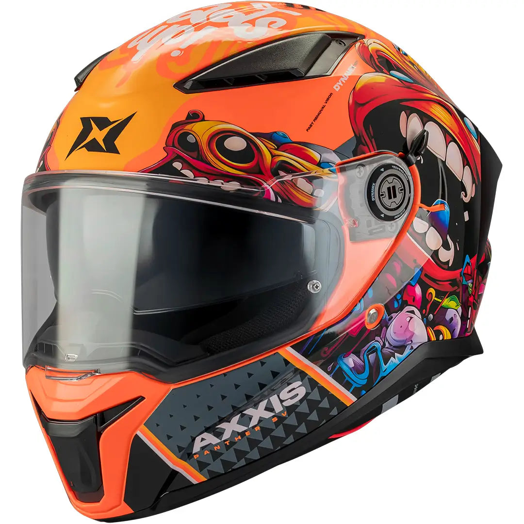 Axxis Panther SV Heads Up C4 Helmet - Black/Orange Gloss