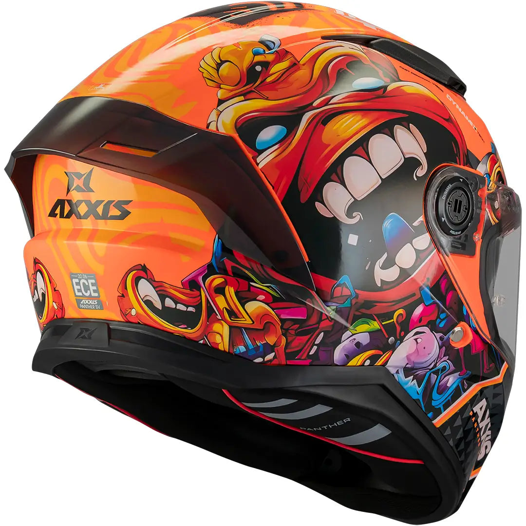 Axxis Panther SV Heads Up C4 Helmet - Black/Orange Gloss