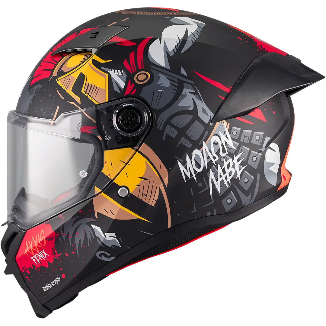 Casco Axxis Fenix Hoplita B5 - Negro/Rojo Mate