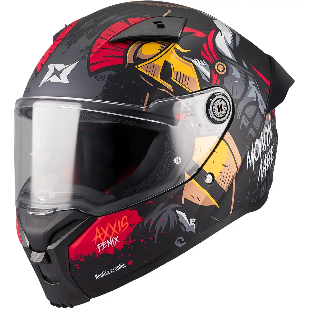 Casco Axxis Fenix Hoplita B5 - Negro/Rojo Mate