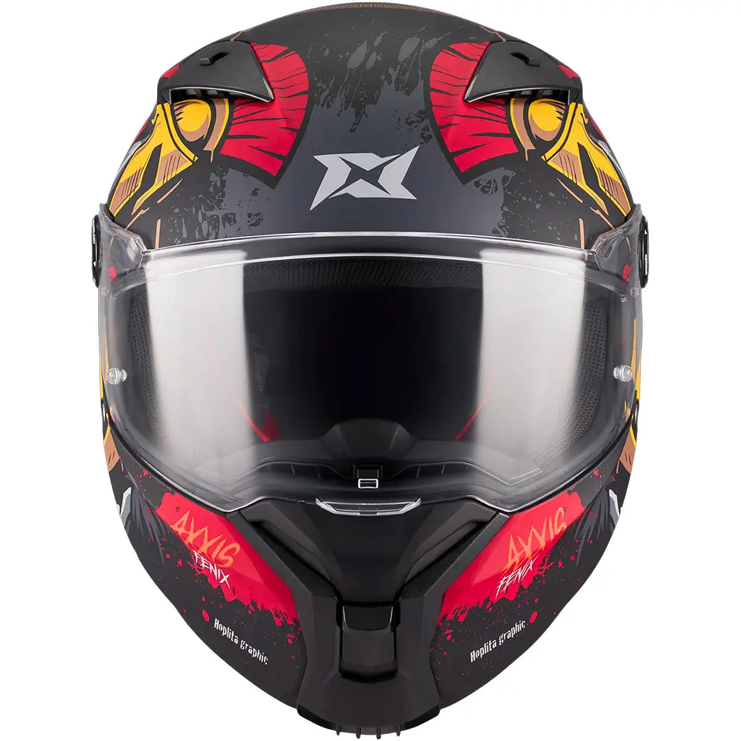 Casco Axxis Fenix Hoplita B5 - Negro/Rojo Mate