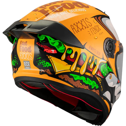 Casco Axxis Fenix Fast Food C3 - Negro/Naranja Brillo