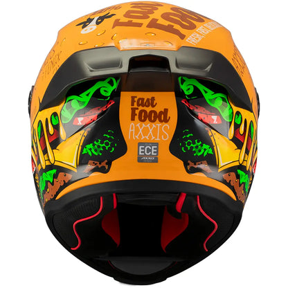 Casco Axxis Fenix Fast Food C3 - Negro/Naranja Brillo