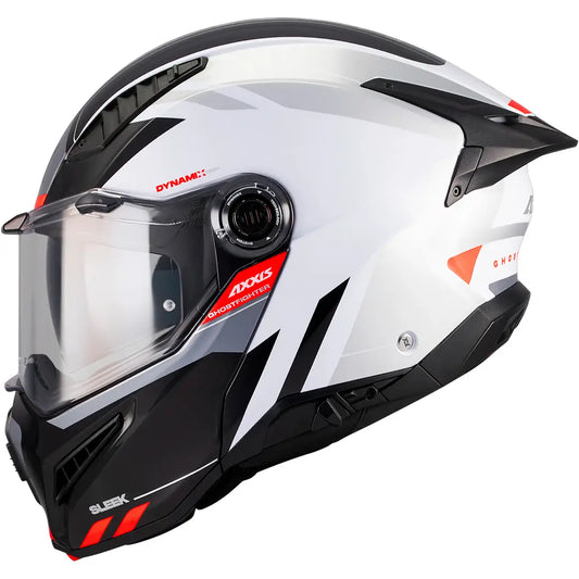 Casco Axxis Ghostfighter SV Sleek A2 - Negro/Blanco/Rojo Brillo
