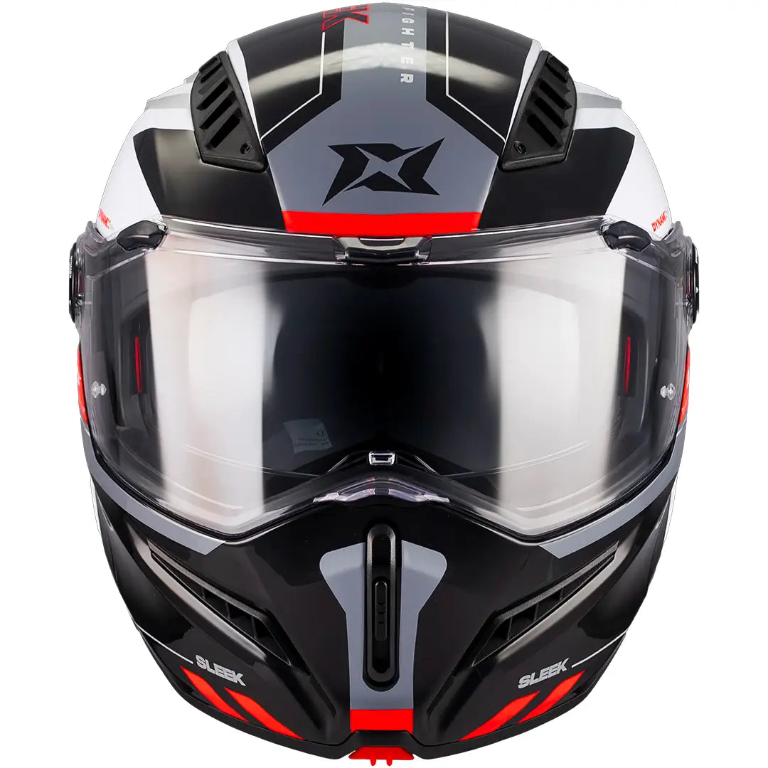 Casco Axxis Ghostfighter SV Sleek A2 - Negro/Blanco/Rojo Brillo