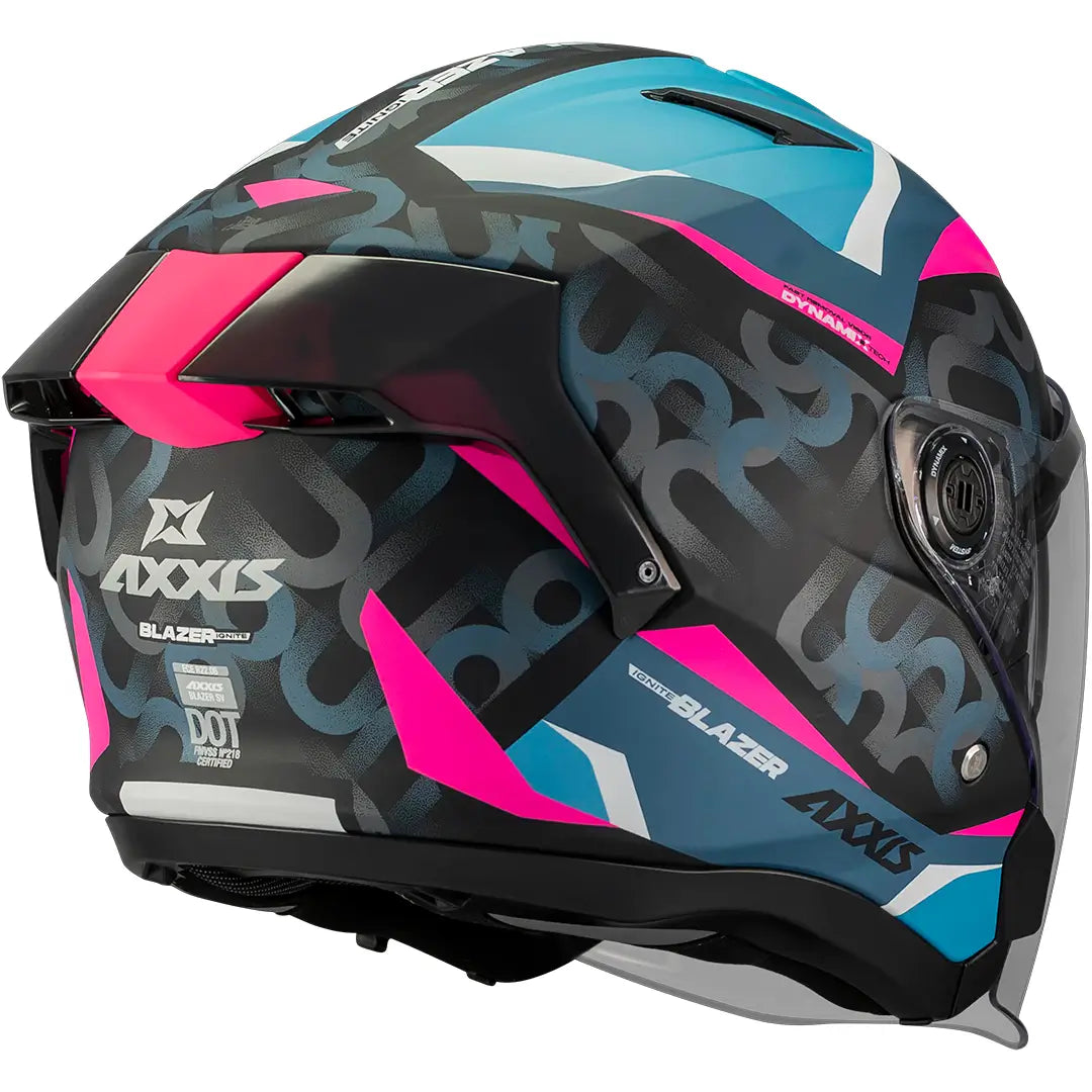 Capacete Axxis Blazer SV Ignite B7 - Preto/Azul/Rosa Mate