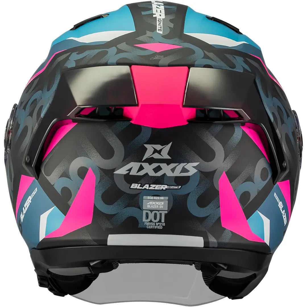 Capacete Axxis Blazer SV Ignite B7 - Preto/Azul/Rosa Mate