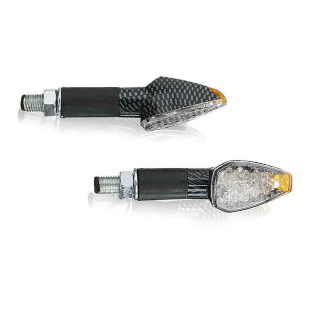 Intermitentes led Peak Puig simil carbono cristal transparente brazo largo