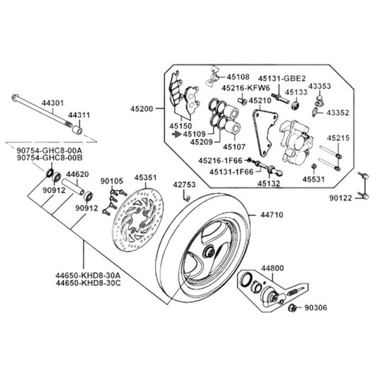 Retentor da pinça de travão 2 Kymco Grand Dink 125