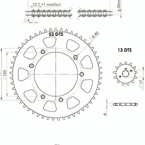 Kit de transmissão Derbi Senda R/SM 50 06-10 13x53 420 134 elos Teknix