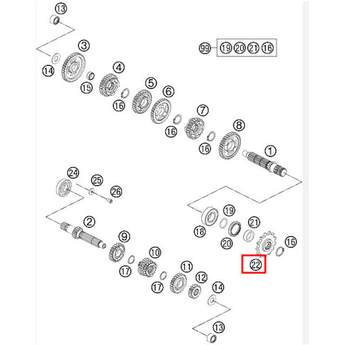 Piñon de ataque KTM SX 65 09-21 / Husqvarna TC 65 17-21 Z-14 paso 420