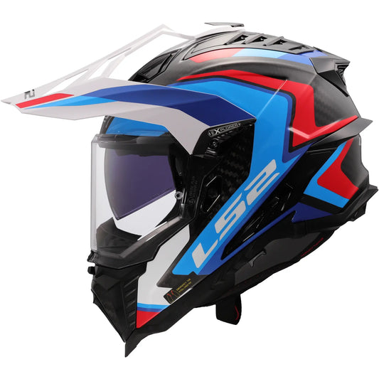 Casco LS2 MX701 Explorer Carbon Frontier II - Blanco/Azul/Rojo