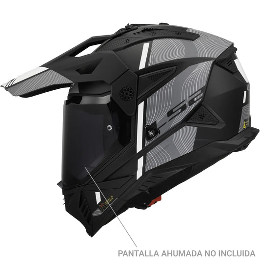Casco LS2 MX702 Pioneer II Hill - Negro/Blanco Mate
