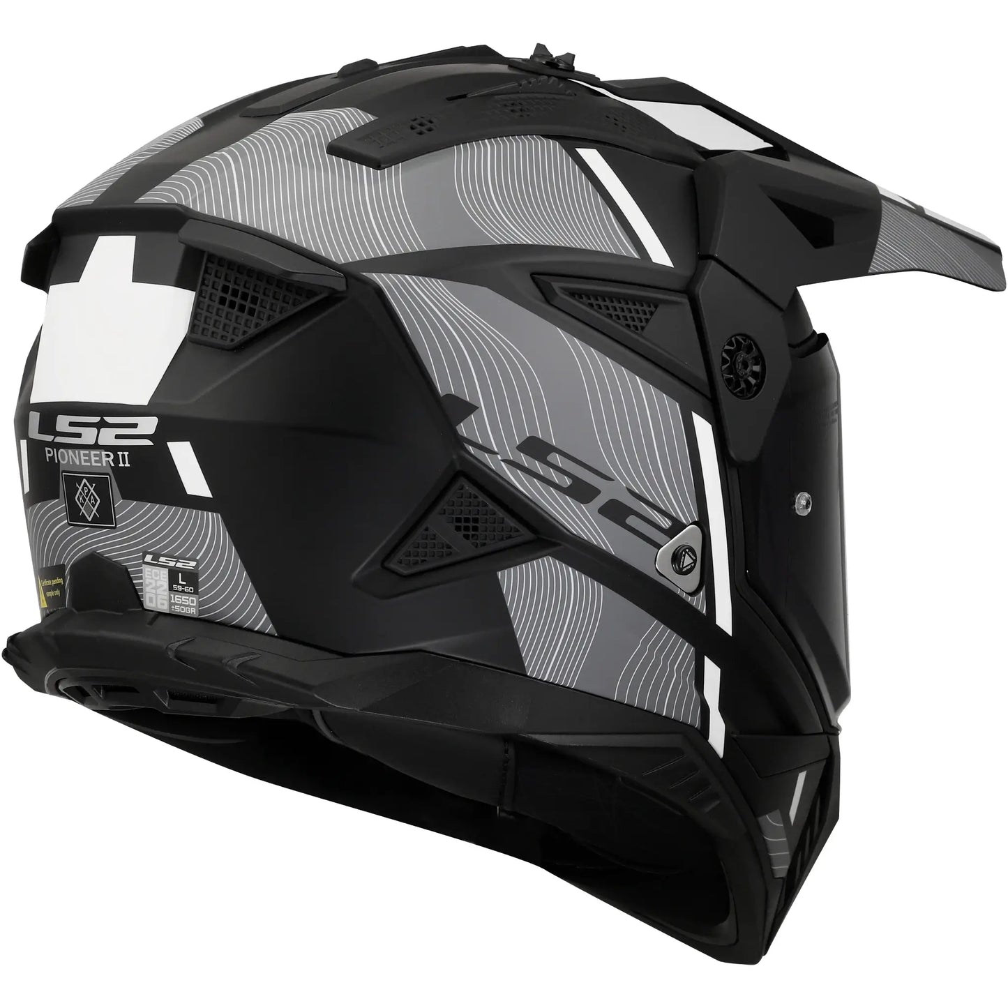 Casco LS2 MX702 Pioneer II Hill - Negro/Blanco Mate