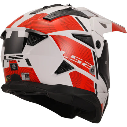 Casco LS2 MX702 Pioneer II Hill - Blanco/Rojo Brillo