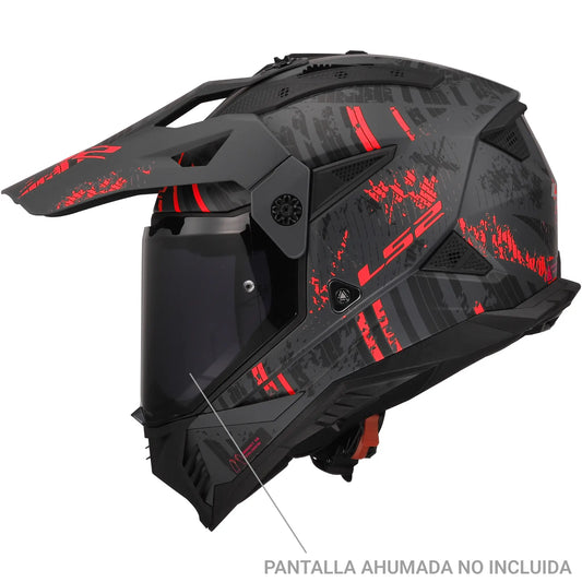 Casco LS2 MX702 Pioneer II Crazy - Negro/Rojo Mate